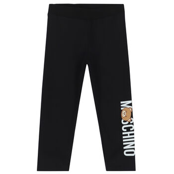 Younger Girls Black Teddy Logo Leggings