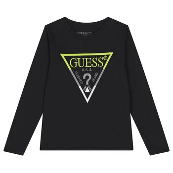 Boys Black Logo Long Sleeve Top