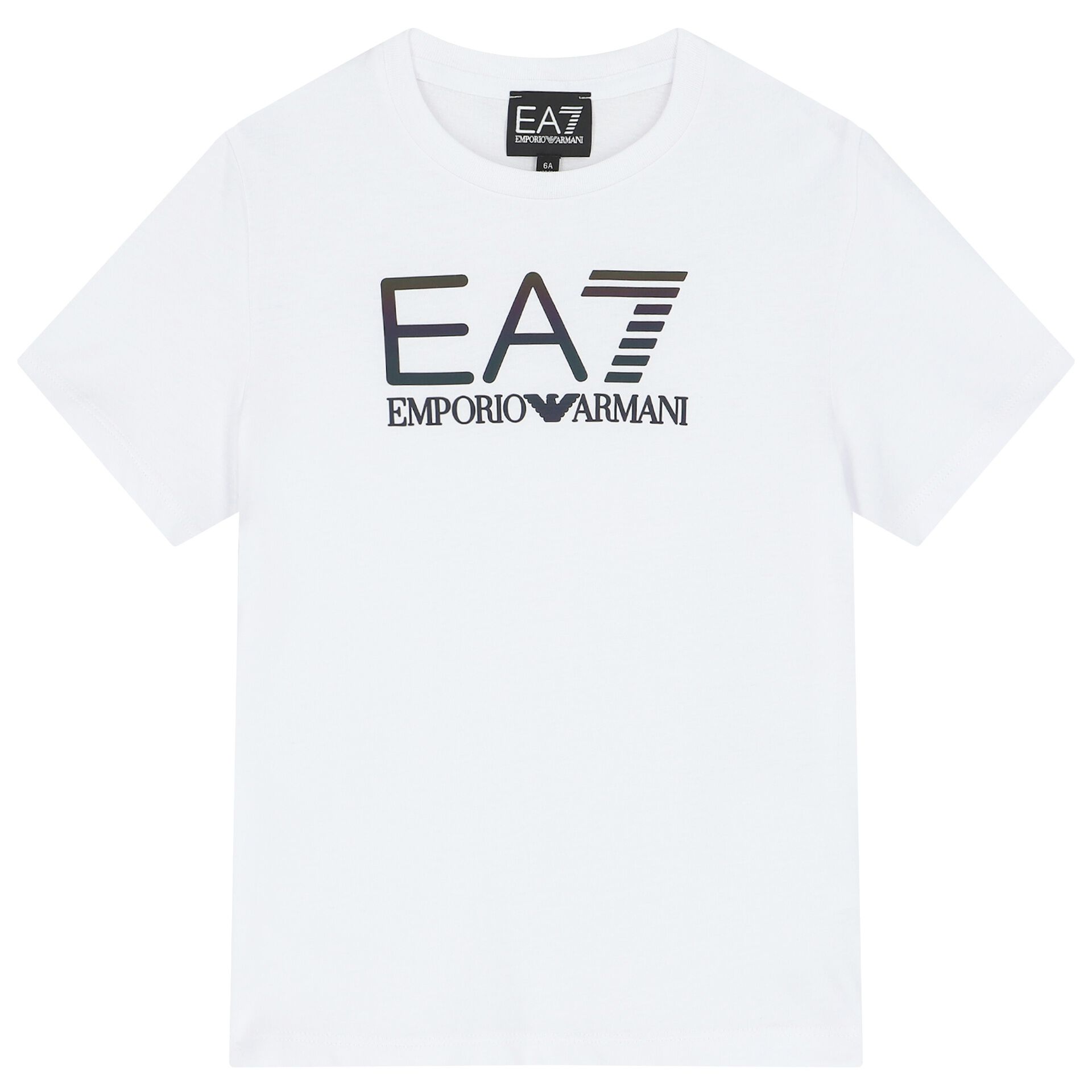 EA7 Emporio Armani Boys White Logo T Shirt Junior Couture