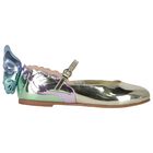 حذاء بنات  بطبعة فراشة باللون الذهبي , 1, hi-res