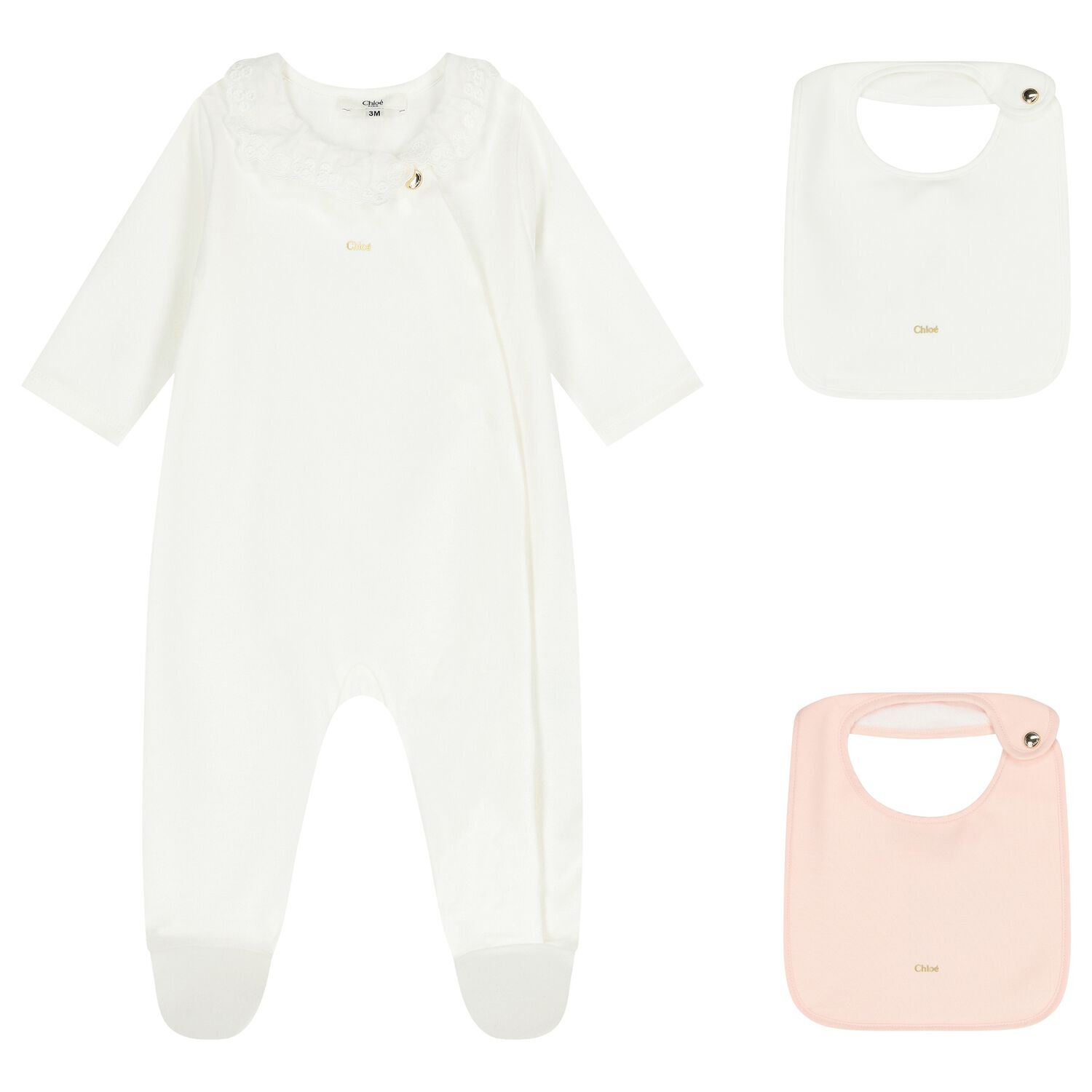 Baby Girls White & Pink Babygrow Gift Set , 1, hi-res