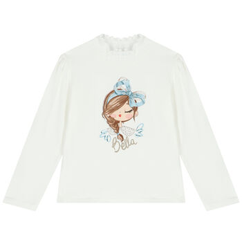 Girls Ivory Long Sleeve Top