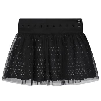 Girls Black Broderie Anglaise Skirt