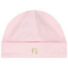Baby Girls Pink & Gold Logo Hat, 2, hi-res