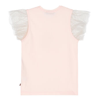 Girls Pink Tulle Logo Top