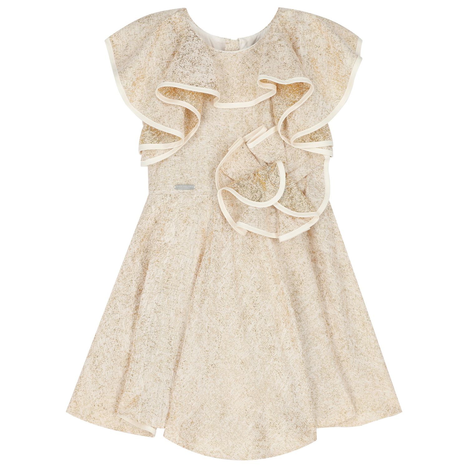 white and gold jacquard dress Gold Jacquard Fairy White Gown – Ethereal Fairytale Summer Dress Long(Pre-Sale 20days) / M main image 1