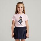 Girls Navy Blue Logo Pleated Skirt, 1, hi-res