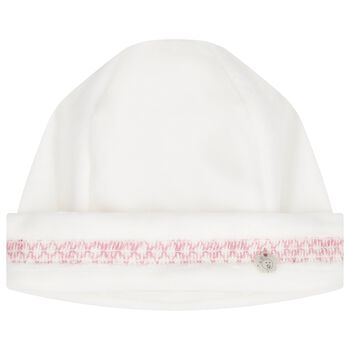 Baby Girls White & Pink Smocked Hat