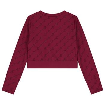 Girls Burgundy Logo Long Sleeve Top