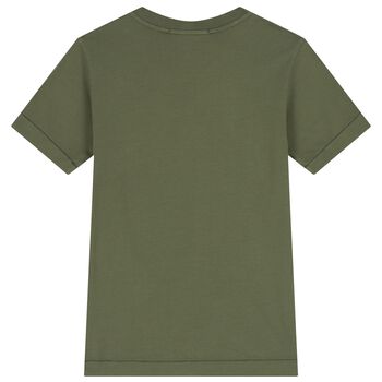 Boys Khaki Green Logo T-Shirt