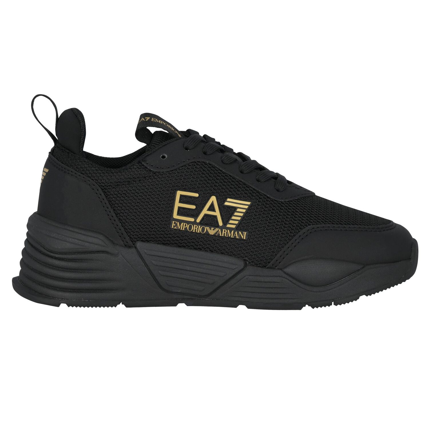 Black Logo Trainers, 1, hi-res