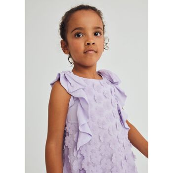 Girls Lilac Flowers Chiffon Dress
