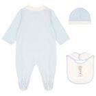 Baby Boys Blue & White Logo Babygrow Gift Set, 3, hi-res