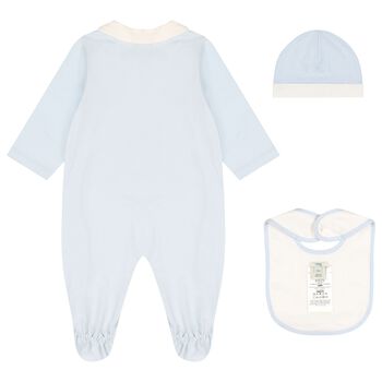 Baby Boys Blue & White Logo Babygrow Gift Set