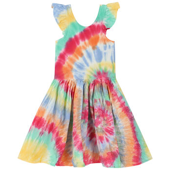 Girls Multi-Colored Tie Dye Ruffled Dress