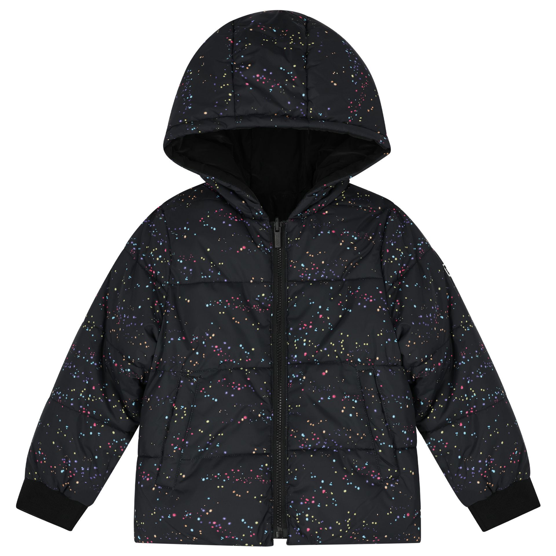 DKNY Girls Black Reversible Puffer Jacket Junior Couture