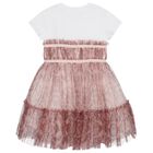 Girls White & Pink Logo Tulle Dress, 1, hi-res