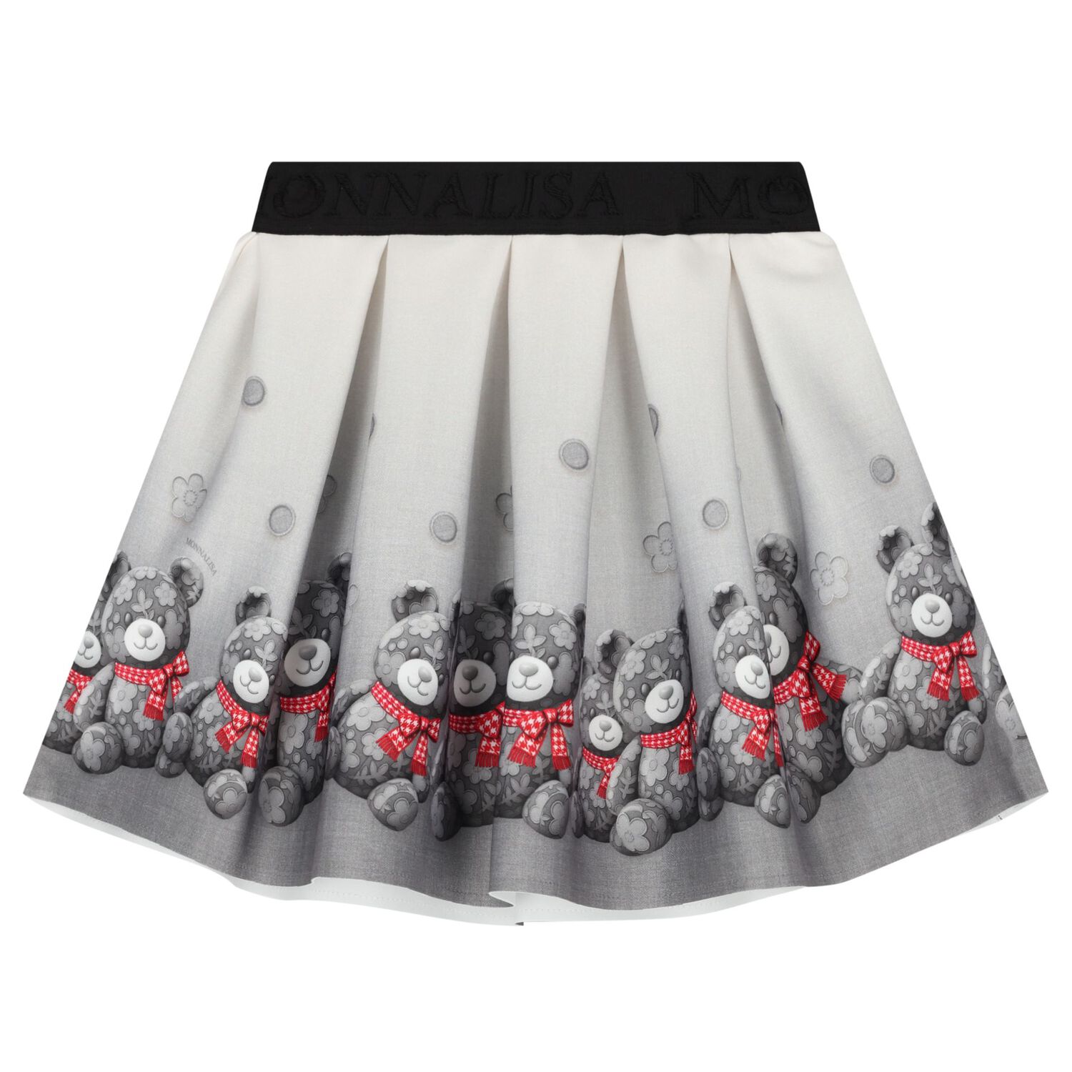 Girls Ivory & Grey Teddy Bear Skirt Set, 1, hi-res