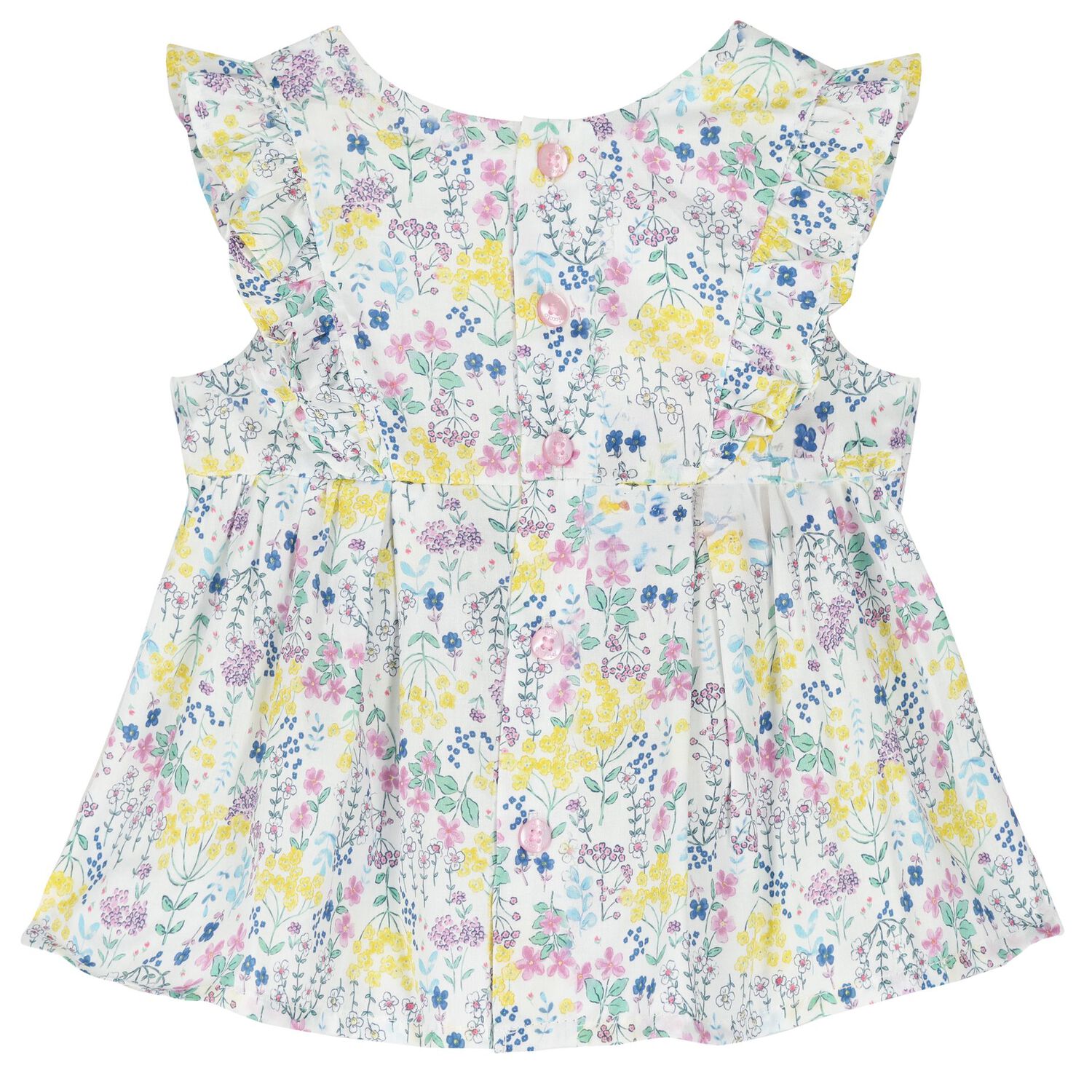 Baby Girls Pink & Yellow Floral Dress Set, 1, hi-res