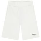 Boys White Logo Shorts, 1, hi-res