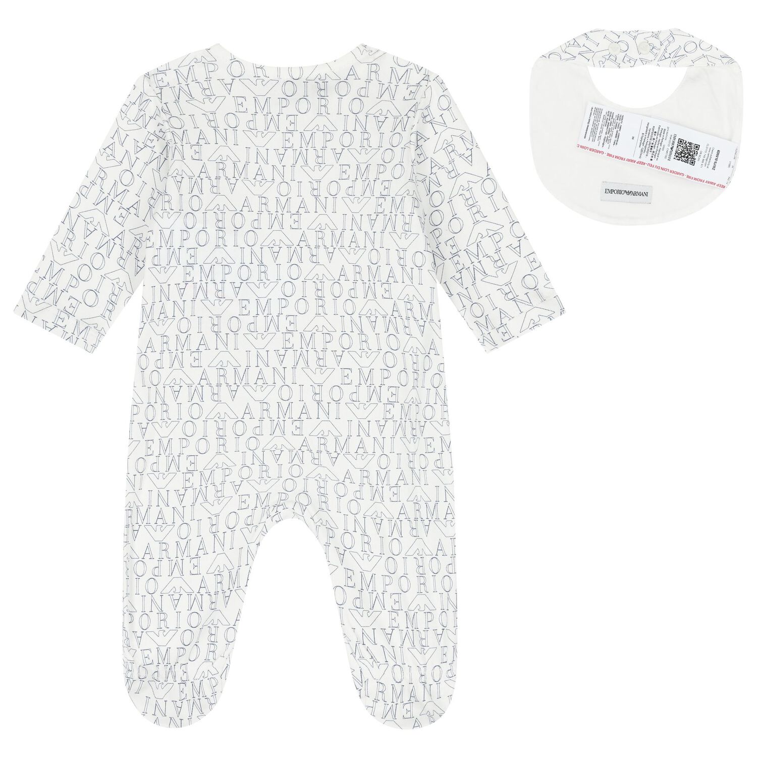 Baby Boys White & Navy Blue Logo Babygrow Set, 2, hi-res image number null