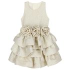 Girls Gold Roses Tiered Dress, 1, hi-res