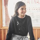 توب للبنات بأكمام طويلة مزين بالترتر باللون الأسود, 1, hi-res