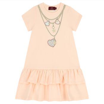 Girls Pink Necklace Logo Dress