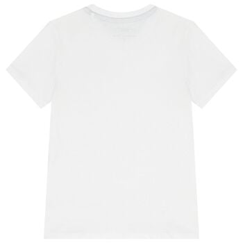 Boys White Teddy Bear Logo T-Shirt