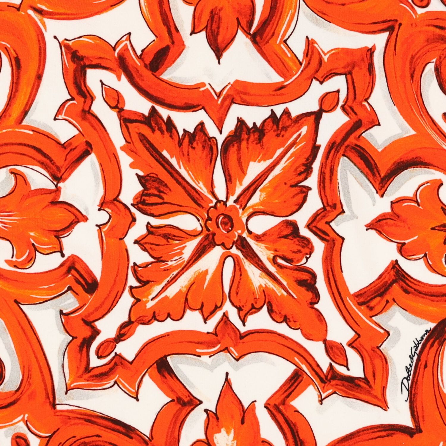Baby Girls White & Orange Majolica Dress Set, 1, hi-res