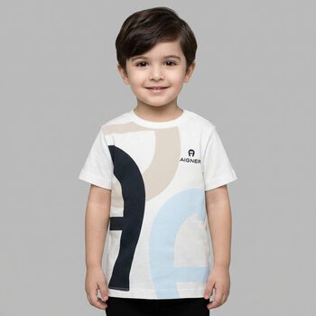Younger Boys White Logo T-Shirt