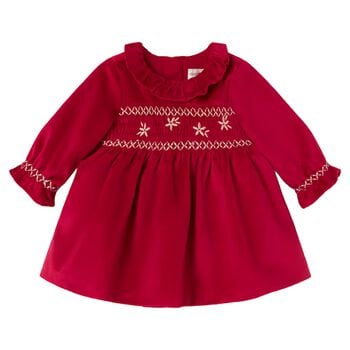 Baby Girls Red Embroidered Dress