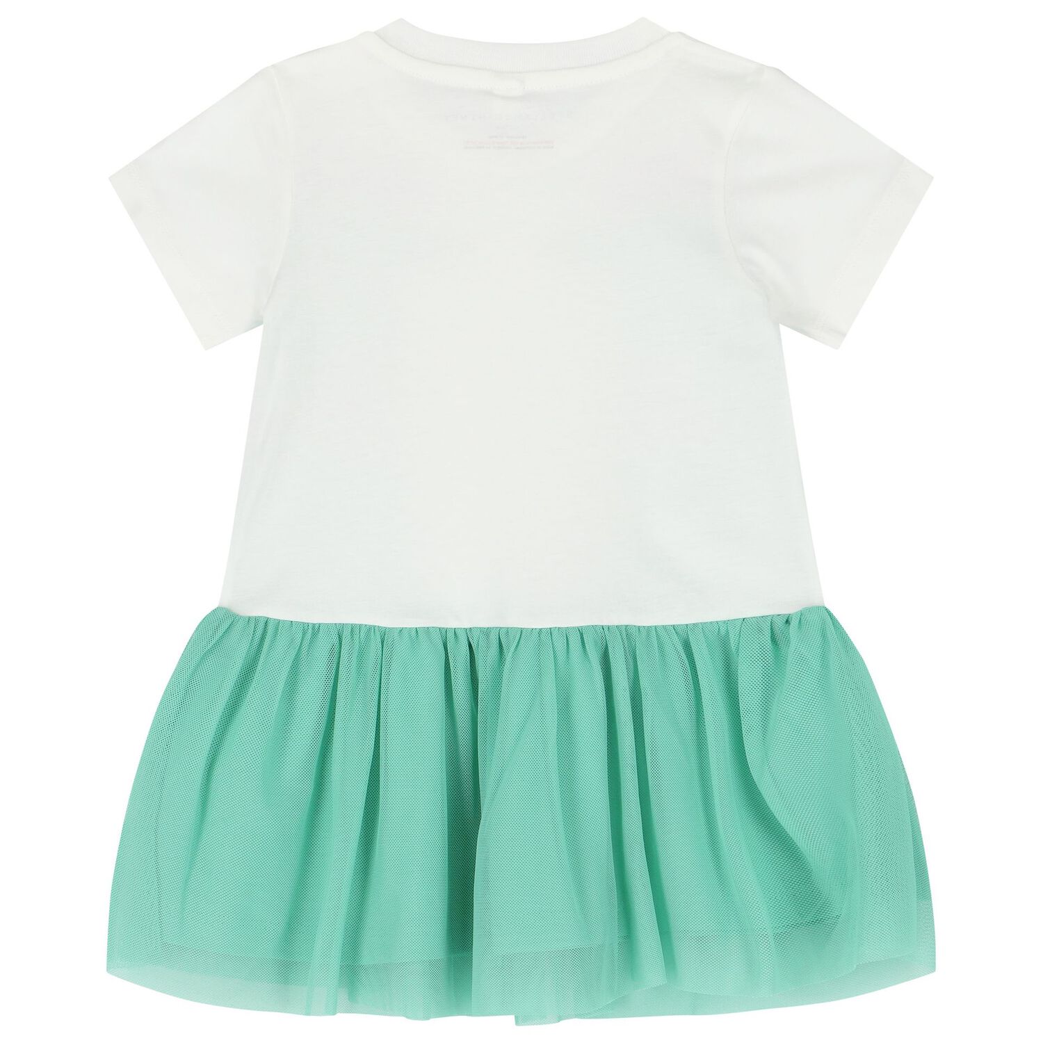 فستان بنات بطبعة باللون العاجي والأكوا, 1, hi-res