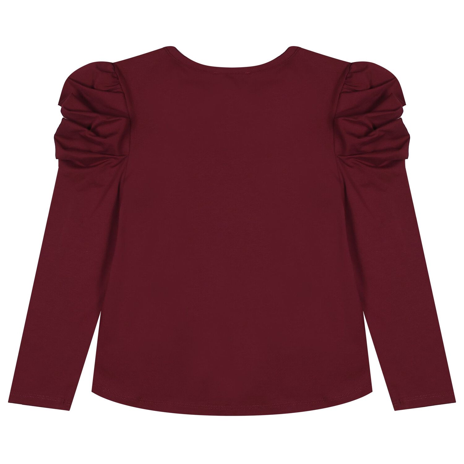Girls Burgundy Bow Aubrey Long Sleeve Top, 2, hi-res