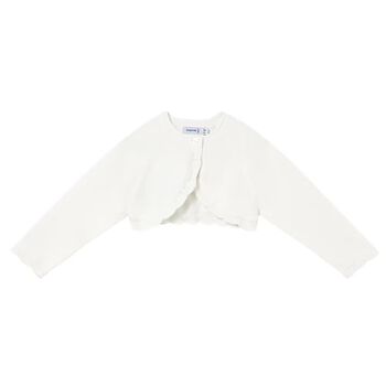Younger Girls White Knitted Cardigan