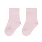 Baby Girls White & Pink Logo Socks ( 3-Pack ) , 1, hi-res