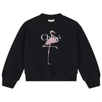 Girls Mini Me Black Flamingo Logo Sweatshirt