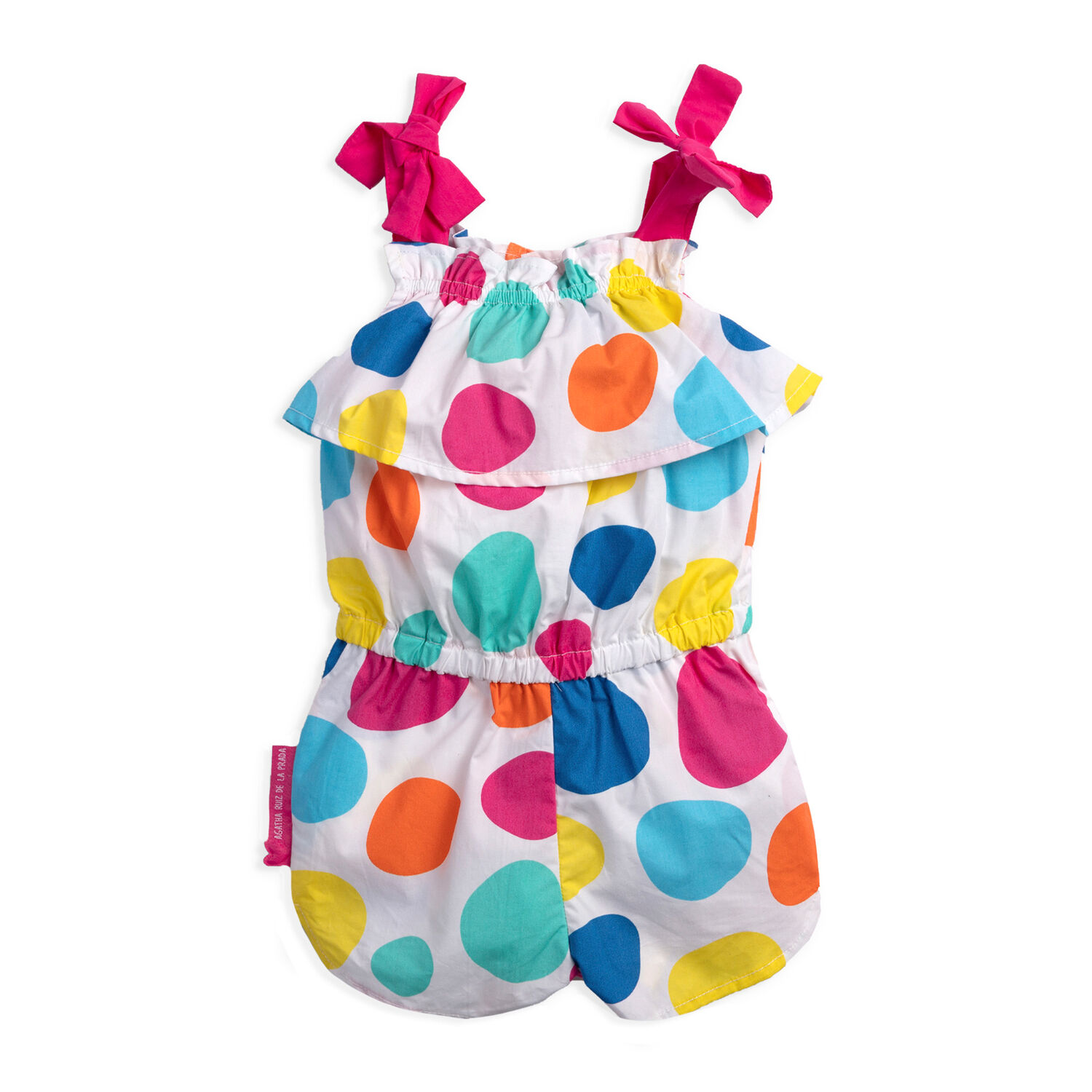 Baby Girls White Polka Dot Playsuit, 1, hi-res