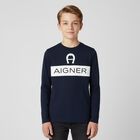 Boys Navy Blue Logo Long Sleeve, 1, hi-res