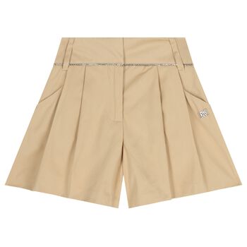 Girls Beige Logo Shorts