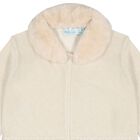 Girls Beige Faux Fur Collar Cardigan, 2, hi-res