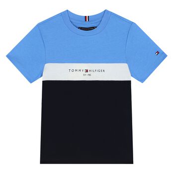 Boys Blue & Navy Blue Logo T-Shirt
