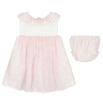 Baby Girls Pink Floral Bow Dress Set