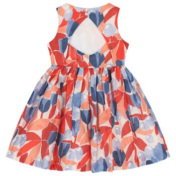 Girls Orange & Blue Floral Dress