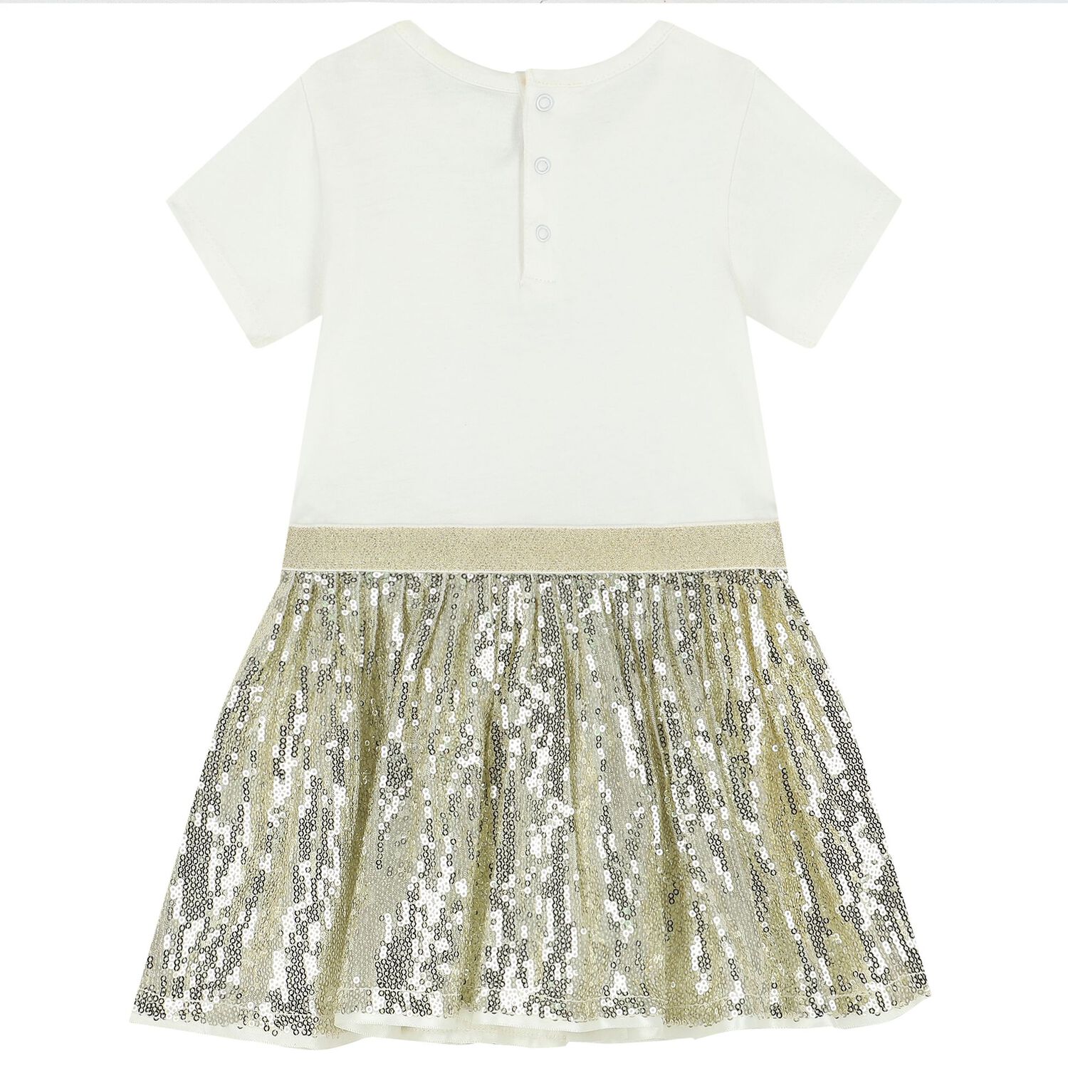 Younger Girls White Sequin Dress Set, 1, hi-res