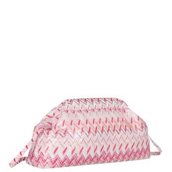 Girls Pink & White Embellished Logo Zig Zag Bag