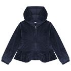 Girls Navy Blue Velour Tracksuit Set  ( 3 Piece ), 1, hi-res