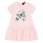 Younger Girls Pink Butterflies Logo Dress, 3, hi-res