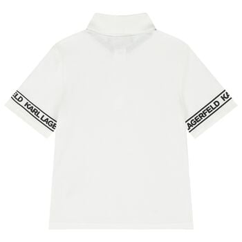 Boys White Logo Polo Shirt