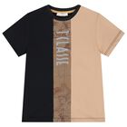 طقم شورت خريطة جغرافية للأولاد باللونين الأسود والبيج, 1, hi-res